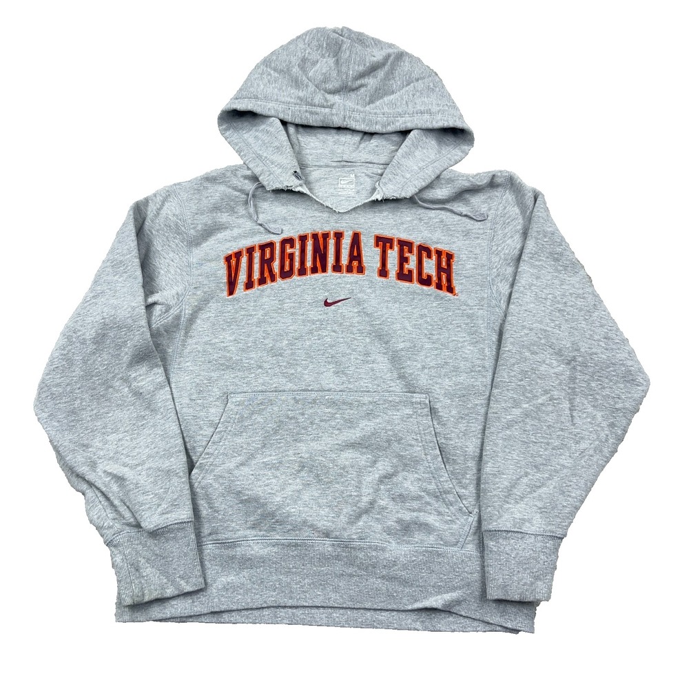 Vintage Virginia Tech Hokies Hoodie Men Medium Sweatshirt Nike Center Swoosh Y2K